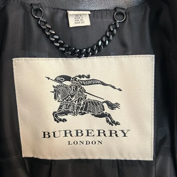 Burberry Wool Cashmere Leather Wilmington Cape Size 2